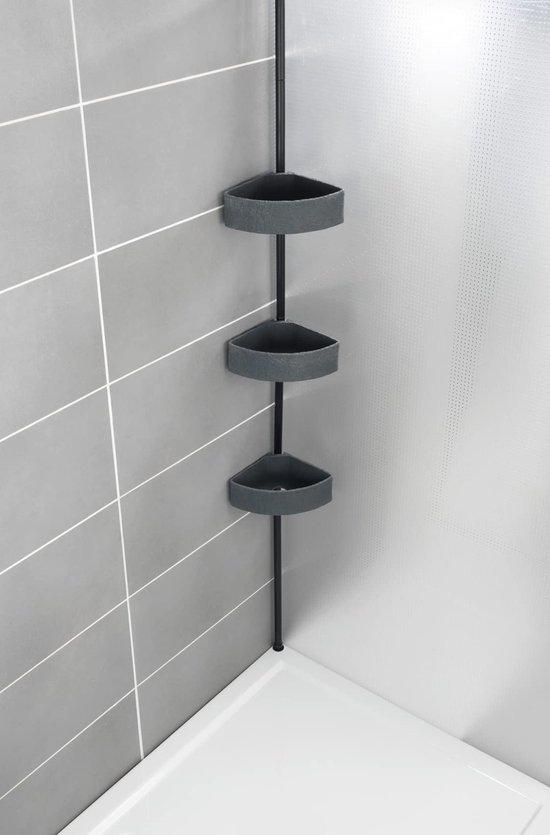 550x835.jpg Unyqoos® Uittrekbaar roestvrijstalen hoekrek met natuursteenlook manden voor badkamer