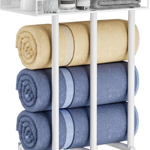 Unyqoos ® Ruimtebesparende Wandhanddoekhouder met Multifunctioneel Opbergrek voor Badkamer