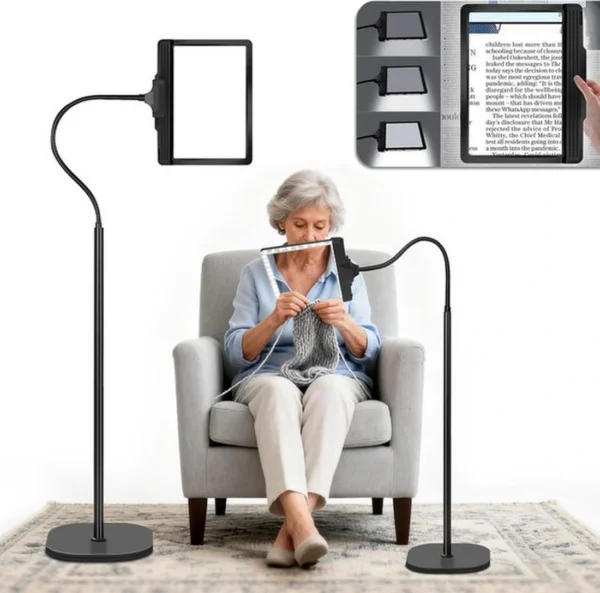 5x Oplaadbare Vergrootglas met Licht en Stand - 3-in-1 Vergrootglas met 43 Verstelbare Helderheid LED's - Flexibele Gooseneck Staande Vergrootglazen voor Hobby's, Ambachten, Lezen