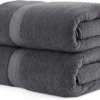 Unyqoos® Set van Luxe Grote Saunahanddoeken van 100% Katoen met Ophanglus - Extra Absorberend en Zacht, Grijs
