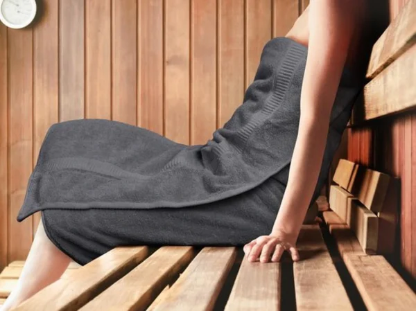 Unyqoos® Set van Luxe Grote Saunahanddoeken van 100% Katoen met Ophanglus - Extra Absorberend en Zacht, Grijs