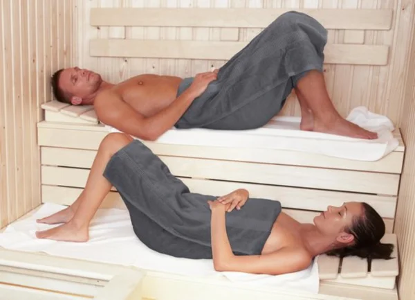 Unyqoos® Set van Luxe Grote Saunahanddoeken van 100% Katoen met Ophanglus - Extra Absorberend en Zacht, Grijs