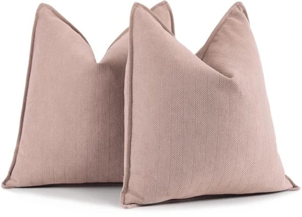 Unyqoos ® Stijlvolle Chenille Kussenhoezen Set van 2 in Zacht Roze voor Luxe Woondecoratie