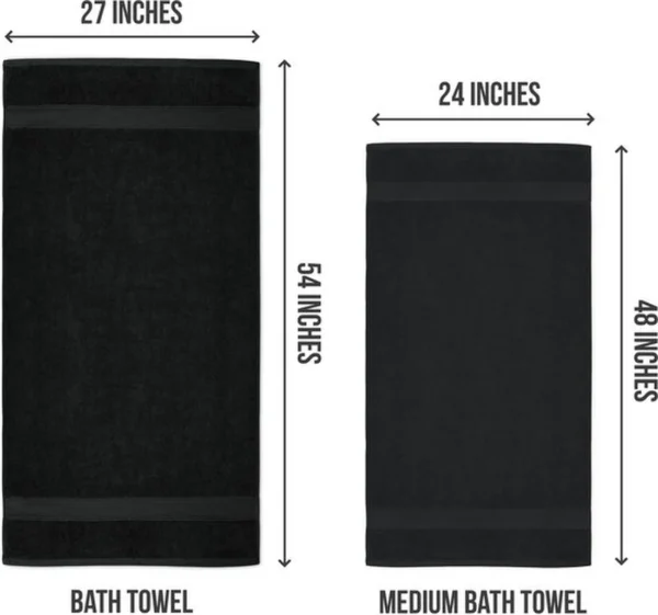 Unyqoos® Set van 6 Luxe Zachte en Absorberende Badhanddoeken met Ophanglussen in Zwart