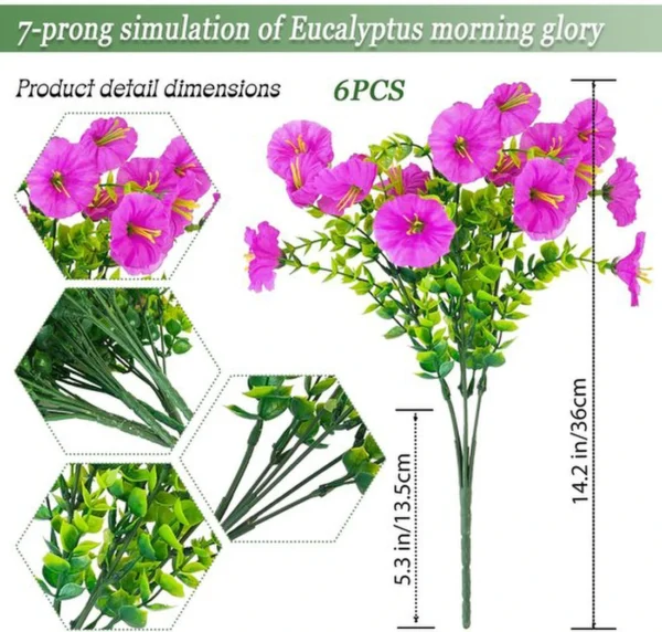 Unyqoos ® Weerbestendige Kunstbloemen Set van 6 voor Binnen en Buiten Decoratie, UV-bestendig en Onderhoudsvriendelijk