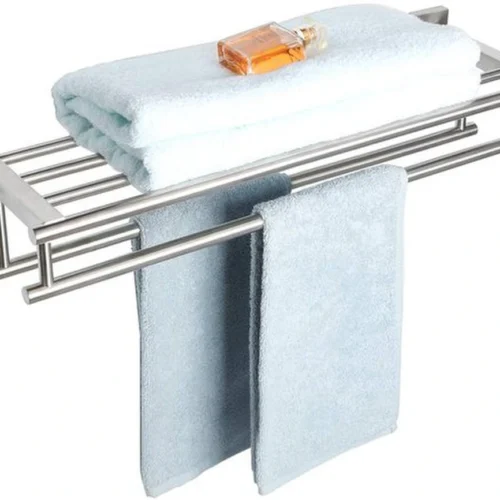 Unyqoos ® Stijlvolle Wandgemonteerde Dubbele Handdoekhouder van Roestvrij Staal voor Badkamer en Keuken, 61 cm