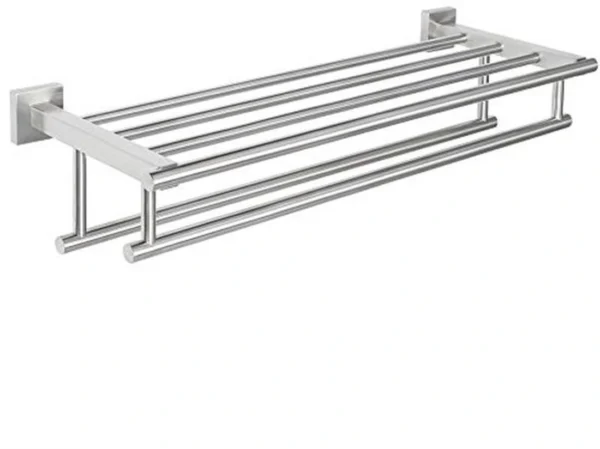 Unyqoos ® Stijlvolle Wandgemonteerde Dubbele Handdoekhouder van Roestvrij Staal voor Badkamer en Keuken, 61 cm