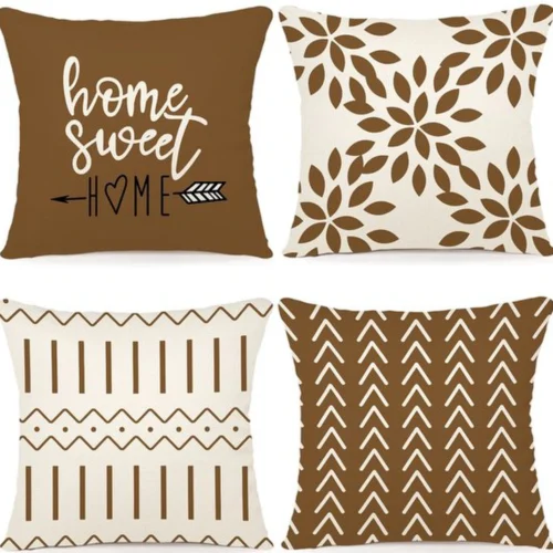 P-87213230030670-20260406112740.webp Unyqoos ® Stijlvolle Decoratieve Kussenslopen van Hoogwaardig Linnen voor Binnen en Buiten, Set van 4, Lichtbruin, 40 x 40 cm
