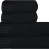 Unyqoos® Zachte Luxe Set van 4 Katoenen Handdoeken voor Comfort en Stijl in Zwart