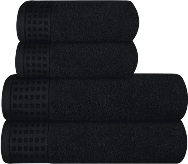 Unyqoos® Zachte Luxe Set van 4 Katoenen Handdoeken voor Comfort en Stijl in Zwart