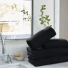 Unyqoos® Zachte Luxe Set van 4 Katoenen Handdoeken voor Comfort en Stijl in Zwart