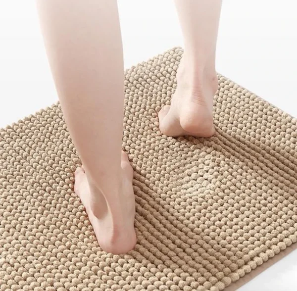 Unyqoos ® Zachte Chenille Badmat, Absorberend en Antislip, Wasbaar, 40 x 60 cm, Koffiekleur