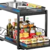 Unyqoos ® Uittrekbaar Metalen Opbergrek voor Keuken en Badkamer met Twee Niveaus