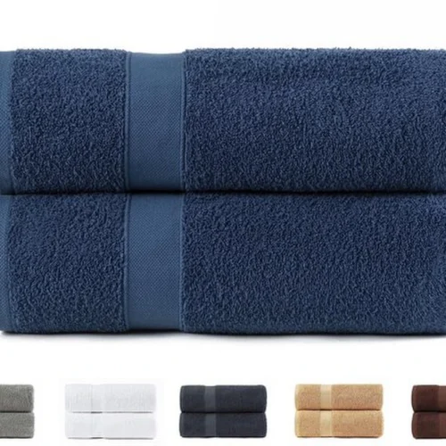 Unyqoos® Verkwikkende Luxe Set: Twee Extra Zachte Katoenen Douchehanddoeken in Marineblauw, 70x140 cm