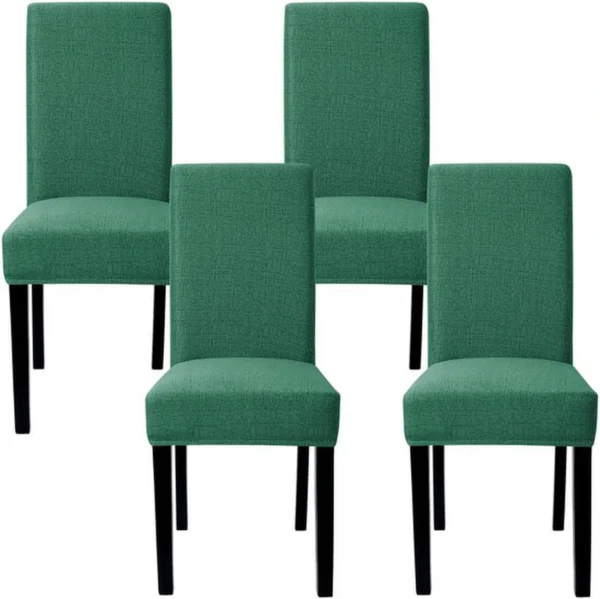 Unyqoos ® Elegante Set Van 4 Stretchbare Stoelhoezen Voor Diverse Gelegenheden In Donkergroen
