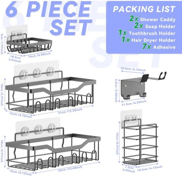 Unyqoos ® Stijlvolle Zelfklevende Doucheplank Set met Multifunctionele Houders voor Badkamer en Keuken
