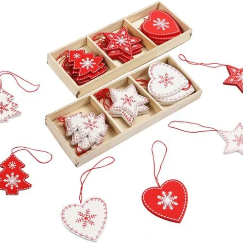 Unyqoos ® Kerstmis Houten Boomversieringen Set van 24 Stuks voor Gezellige Feestdagen
