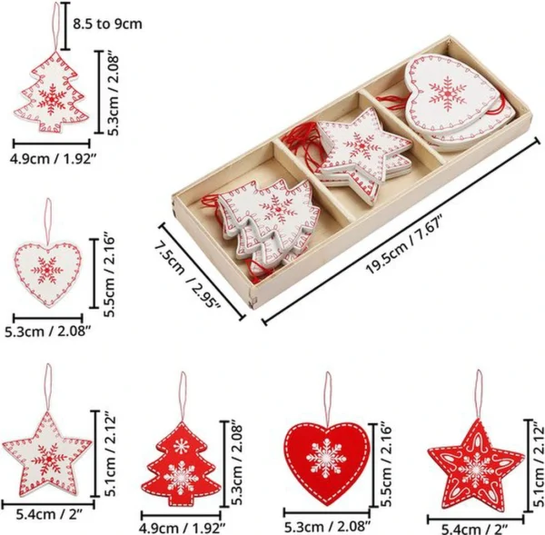 Unyqoos ® Kerstmis Houten Boomversieringen Set van 24 Stuks voor Gezellige Feestdagen