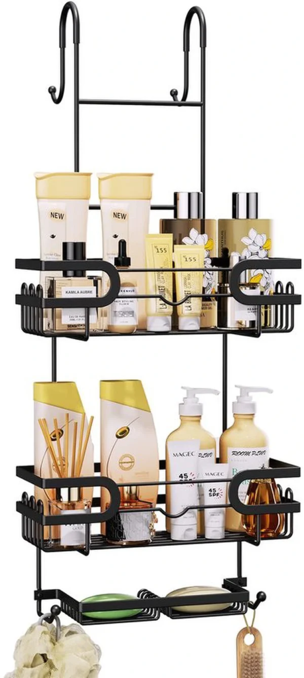 Unyqoos ® Ruimtebesparend Hangend Doucheorganizer met Zeephouders en Opbergmanden voor Badkamer