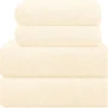 Unyqoos® Zeer Zachte Ivoorkleurige Katoenen Handdoekenset voor Luxe Badervaringen, Set van 4
