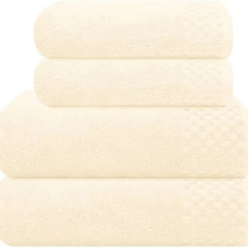 P-87213230064260-20260405182756.webp Unyqoos® Zeer Zachte Ivoorkleurige Katoenen Handdoekenset voor Luxe Badervaringen, Set van 4