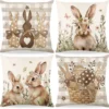 Unyqoos ® Kussenhoezen Set van 4 met Paasthema voor Lente Decoratie in Woonkamer of Slaapkamer