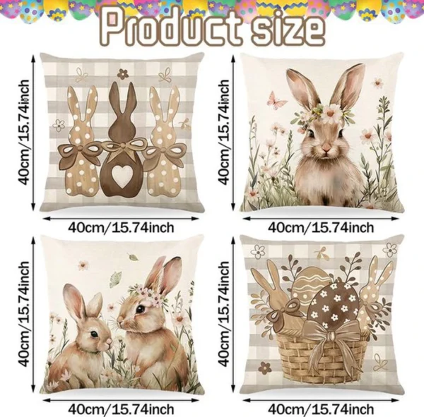 Unyqoos ® Kussenhoezen Set van 4 met Paasthema voor Lente Decoratie in Woonkamer of Slaapkamer