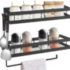 Unyqoos ® Kruidenrek Wandset met Keukenrolhouder en Afneembare Haken voor Keuken en Badkamer