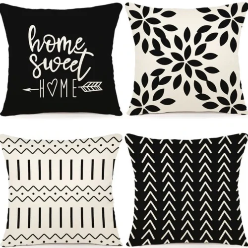 Unyqoos ® Stijlvolle Set van 4 Linnen Kussenslopen voor Woonkamer en Tuin, 40 x 40 cm