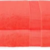 Unyqoos® Ultrazachte en Sneldrogende Grote Badhanddoeken Set van Twee in Koraaloranje voor Comfort en Gemak