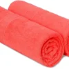 Unyqoos® Ultrazachte en Sneldrogende Grote Badhanddoeken Set van Twee in Koraaloranje voor Comfort en Gemak