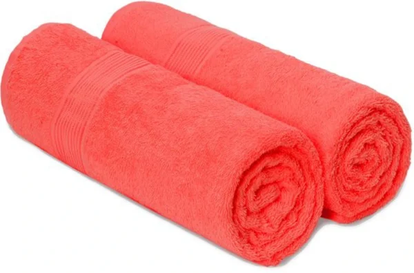 Unyqoos® Ultrazachte en Sneldrogende Grote Badhanddoeken Set van Twee in Koraaloranje voor Comfort en Gemak