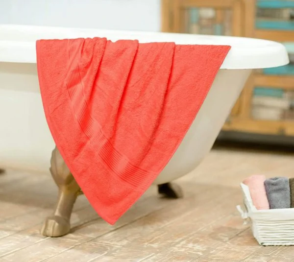 Unyqoos® Ultrazachte en Sneldrogende Grote Badhanddoeken Set van Twee in Koraaloranje voor Comfort en Gemak