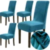 Unyqoos ® Set van 4 Luxe Fluwelen Stretch Stoelhoezen voor Diverse Gelegenheden in Grijs