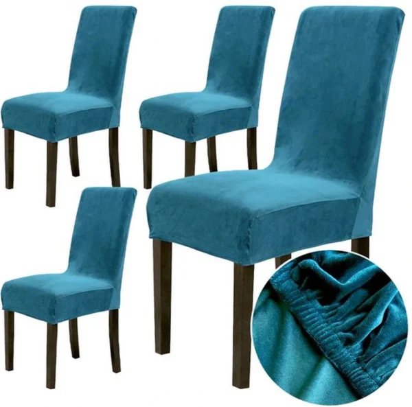 Unyqoos ® Set van 4 Luxe Fluwelen Stretch Stoelhoezen voor Diverse Gelegenheden in Grijs