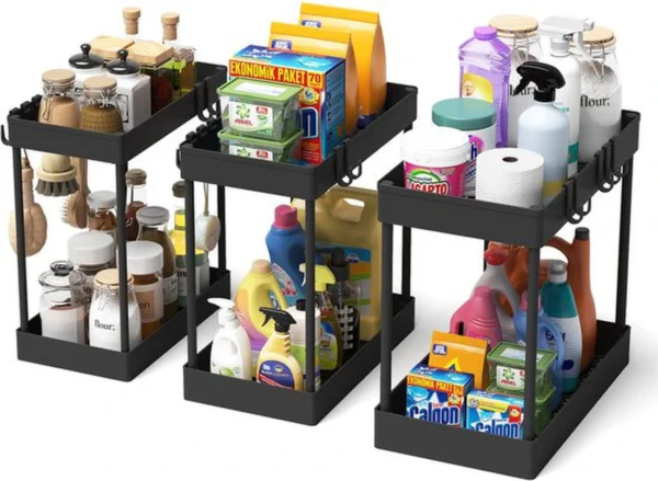 Unyqoos ® Innovatief Ruimtebesparend Opbergsysteem voor Keuken en Badkamer met 3 Delen