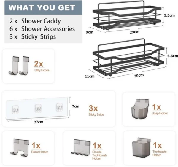 Unyqoos ® Stijlvolle Doucheplankset met Zelfklevende Montage en Accessoires voor Optimaal Badkamercomfort