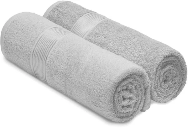 Unyqoos® Extra Grote Luxe Badhanddoekenset van 2 Stuks met Sneldrogende Eigenschappen in Lichtgrijs