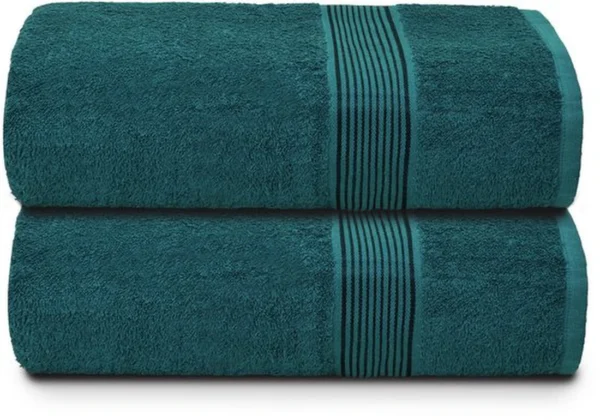 Unyqoos® Twee Stuks Luxe Grote Katoenen Badhanddoeken, Ultra Absorberend en Sneldrogend - Blauwgroen