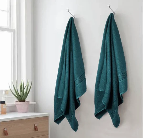 Unyqoos® Twee Stuks Luxe Grote Katoenen Badhanddoeken, Ultra Absorberend en Sneldrogend - Blauwgroen