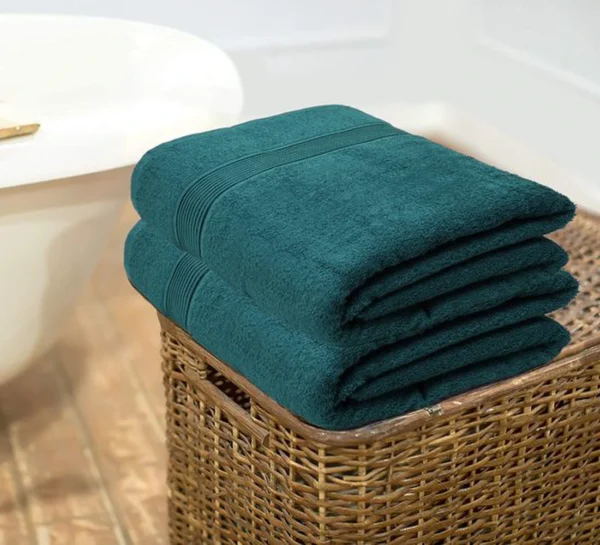 Unyqoos® Twee Stuks Luxe Grote Katoenen Badhanddoeken, Ultra Absorberend en Sneldrogend - Blauwgroen