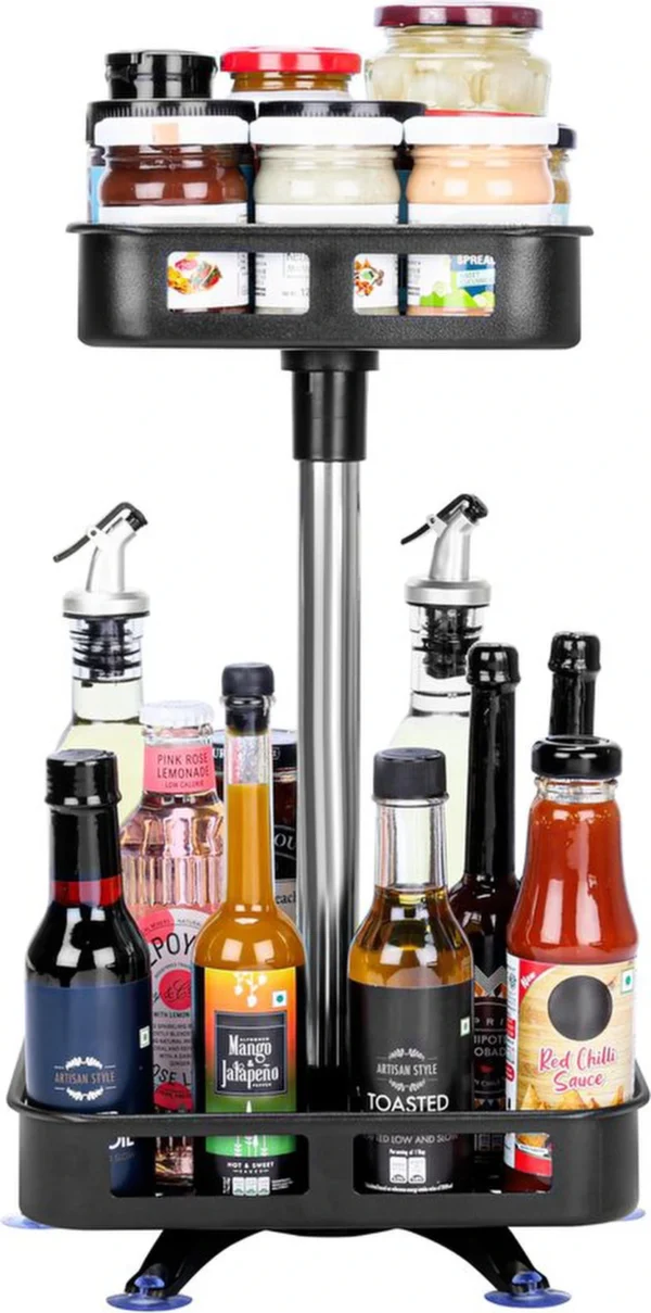 Unyqoos ® Praktisch en Ruimtebesparend Dubbel Laags Draaiend Kruidenrek voor Keukenopslag