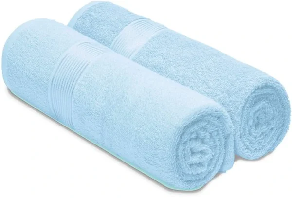 Unyqoos® Set van Twee Extra Grote Ultra Absorberende Lichtgewicht Badhanddoeken in Hemelsblauw