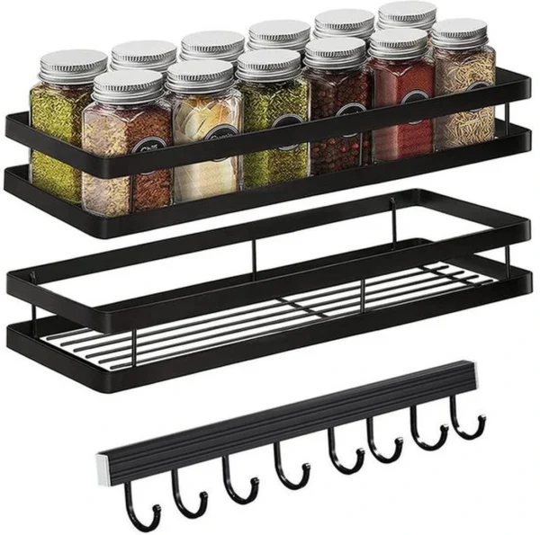 P-87213230088640-20260406101431.webp Unyqoos ® Stijlvol en Functioneel Muurrek voor Keuken en Badkamer, Set van 2, Zwart, Zonder Boren