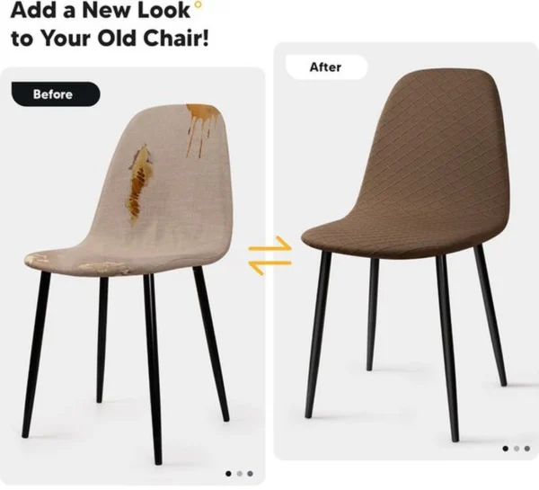 Unyqoos ® Universele Stretch Stoelhoezen voor Verschillende Gelegenheden, Set van 4, Bruin, Maat L