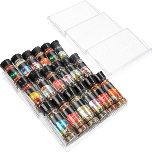 Unyqoos ® Kruidenrek Lade Organisator voor Keuken met Uittrekbare 3-Lagen Inzetstukken