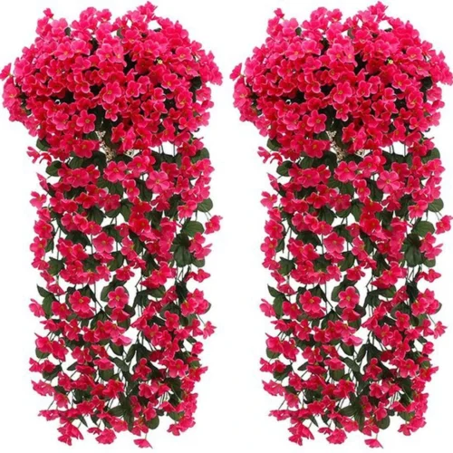 Unyqoos ® Levende Bloemrijke Slinger voor Binnen en Buiten Decoratie - Set van 2 Stuks in Rood