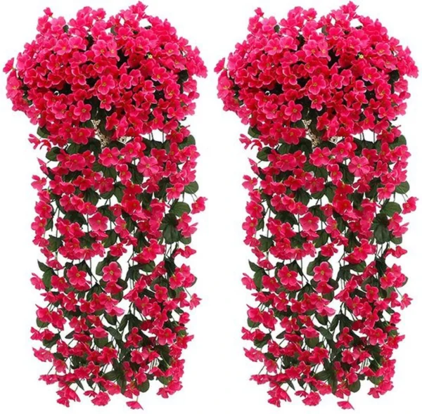 Unyqoos ® Levende Bloemrijke Slinger voor Binnen en Buiten Decoratie - Set van 2 Stuks in Rood