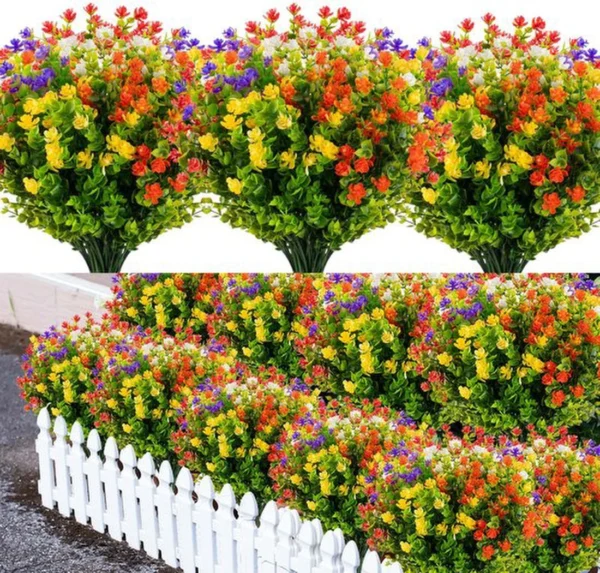 Unyqoos ® Kleurrijke Weerbestendige Kunstbloemenbundels voor Buiten en Binnen Decoratie