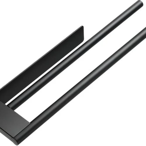 Unyqoos ® Zwarte Zelfklevende Dubbele Handdoekhouder voor Badkamer en Keuken zonder Boren